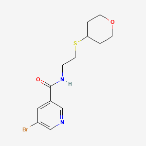 molecular formula C13H17BrN2O2S B2583232 5-溴-N-(2-((四氢-2H-吡喃-4-基)硫代)乙基)烟酰胺 CAS No. 2034424-69-4
