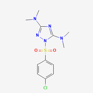 molecular formula C12H16ClN5O2S B2583234 N-[1-[(4-chlorophenyl)sulfonyl]-3-(dimethylamino)-1H-1,2,4-triazol-5-yl]-N,N-dimethylamine CAS No. 477873-12-4