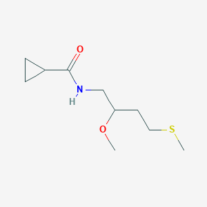 molecular formula C10H19NO2S B2583237 N-(2-Methoxy-4-methylsulfanylbutyl)cyclopropanecarboxamide CAS No. 2310221-51-1