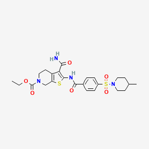 ethyl 3-carbamoyl-2-(4-((4-methylpiperidin-1-yl)sulfonyl)benzamido)-4,5-dihydrothieno[2,3-c]pyridine-6(7H)-carboxylate