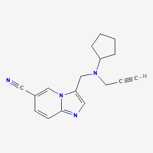 molecular formula C17H18N4 B2583252 3-[[环戊基(丙-2-炔基)氨基]甲基]咪唑并[1,2-a]吡啶-6-腈 CAS No. 1607323-73-8