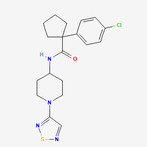 molecular formula C19H23ClN4OS B2583253 1-(4-chlorophenyl)-N-[1-(1,2,5-thiadiazol-3-yl)piperidin-4-yl]cyclopentane-1-carboxamide CAS No. 2034609-18-0