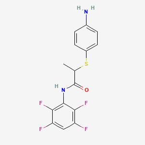 molecular formula C15H12F4N2OS B2583254 2-[(4-氨基苯基)硫代]-N-(2,3,5,6-四氟苯基)丙酰胺 CAS No. 913244-32-3