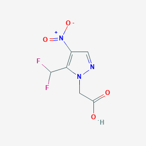 molecular formula C6H5F2N3O4 B2583260 2-[5-(Difluoromethyl)-4-nitropyrazol-1-yl]acetic acid CAS No. 1946822-16-7