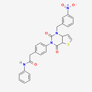 molecular formula C27H20N4O5S B2583270 2-(4-{1-[(3-nitrophenyl)methyl]-2,4-dioxo-1H,2H,3H,4H-thieno[3,2-d]pyrimidin-3-yl}phenyl)-N-phenylacetamide CAS No. 899937-77-0