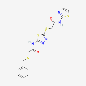 molecular formula C16H15N5O2S4 B2583274 2-(benzylthio)-N-(5-((2-oxo-2-(thiazol-2-ylamino)ethyl)thio)-1,3,4-thiadiazol-2-yl)acetamide CAS No. 477214-79-2