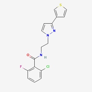 molecular formula C16H13ClFN3OS B2583276 2-氯-6-氟-N-(2-(3-(噻吩-3-基)-1H-吡唑-1-基)乙基)苯甲酰胺 CAS No. 2034235-56-6