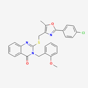 molecular formula C27H22ClN3O3S B2583300 2-(((2-(4-chlorophenyl)-5-methyloxazol-4-yl)methyl)thio)-3-(2-methoxybenzyl)quinazolin-4(3H)-one CAS No. 1114654-85-1