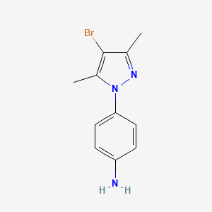 molecular formula C11H12BrN3 B2583301 4-(4-溴-3,5-二甲基吡唑-1-基)苯胺 CAS No. 60639-22-7