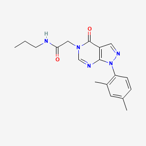 molecular formula C18H21N5O2 B2583306 2-[1-(2,4-二甲苯基)-4-氧代吡唑并[3,4-d]嘧啶-5-基]-N-丙基乙酰胺 CAS No. 895004-19-0