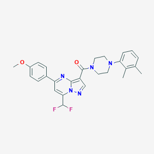 molecular formula C27H27F2N5O2 B258331 [7-(Difluoromethyl)-5-(4-methoxyphenyl)pyrazolo[1,5-a]pyrimidin-3-yl][4-(2,3-dimethylphenyl)piperazino]methanone 