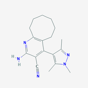 molecular formula C18H23N5 B258334 2-amino-4-(1,3,5-trimethyl-1H-pyrazol-4-yl)-5,6,7,8,9,10-hexahydrocycloocta[b]pyridine-3-carbonitrile 