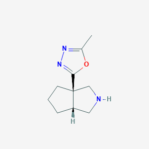 molecular formula C10H15N3O B2583343 2-[(3Ar,6aR)-2,3,4,5,6,6a-hexahydro-1H-cyclopenta[c]pyrrol-3a-yl]-5-methyl-1,3,4-oxadiazole CAS No. 2138227-50-4
