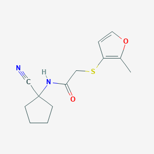 molecular formula C13H16N2O2S B2583345 N-(1-Cyanocyclopentyl)-2-(2-methylfuran-3-yl)sulfanylacetamide CAS No. 1645502-46-0