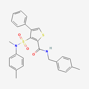 molecular formula C27H26N2O3S2 B2583350 N-(4-methylbenzyl)-3-[methyl(4-methylphenyl)sulfamoyl]-4-phenylthiophene-2-carboxamide CAS No. 946238-61-5
