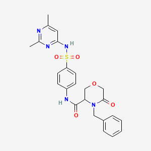 molecular formula C24H25N5O5S B2583362 4-benzyl-N-(4-(N-(2,6-dimethylpyrimidin-4-yl)sulfamoyl)phenyl)-5-oxomorpholine-3-carboxamide CAS No. 1396564-60-5