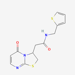 molecular formula C13H13N3O2S2 B2583364 2-(5-oxo-3,5-dihydro-2H-thiazolo[3,2-a]pyrimidin-3-yl)-N-(thiophen-2-ylmethyl)acetamide CAS No. 953012-54-9