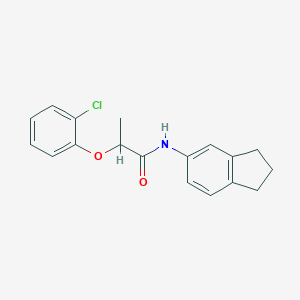 molecular formula C18H18ClNO2 B258337 2-(2-chlorophenoxy)-N-(2,3-dihydro-1H-inden-5-yl)propanamide 
