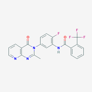 molecular formula C22H14F4N4O2 B2583371 N-(2-fluoro-5-(2-methyl-4-oxopyrido[2,3-d]pyrimidin-3(4H)-yl)phenyl)-2-(trifluoromethyl)benzamide CAS No. 921523-17-3