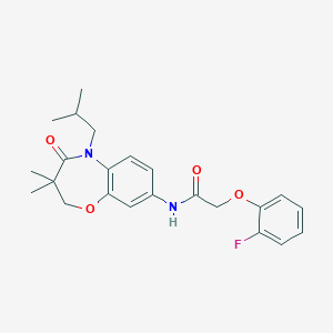 molecular formula C23H27FN2O4 B2583383 2-(2-氟苯氧基)-N-(5-异丁基-3,3-二甲基-4-氧代-2,3,4,5-四氢苯并[b][1,4]恶杂环-8-基)乙酰胺 CAS No. 921834-85-7
