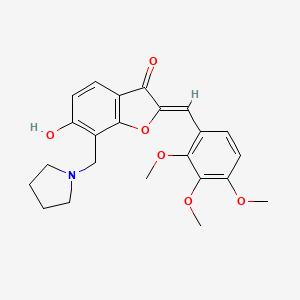 molecular formula C23H25NO6 B2583389 (Z)-6-hydroxy-7-(pyrrolidin-1-ylmethyl)-2-(2,3,4-trimethoxybenzylidene)benzofuran-3(2H)-one CAS No. 859660-87-0