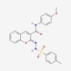 molecular formula C24H21N3O5S B2583396 （Z）-N-(4-甲氧基苯基)-2-(2-甲苯磺酰肼基)-2H-色烯-3-甲酰胺 CAS No. 866346-98-7