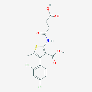molecular formula C17H15Cl2NO5S B258340 4-{[4-(2,4-Dichlorophenyl)-3-(methoxycarbonyl)-5-methyl-2-thienyl]amino}-4-oxobutanoic acid 