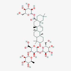 (2S,3S,4S,5R,6R)-6-[[(3S,6aR,6bS,8aS,12aS,14bR)-4,4,6a,6b,11,11,14b-heptamethyl-8a-[(2S,3R,4S,5S,6R)-3,4,5-trihydroxy-6-(hydroxymethyl)oxan-2-yl]oxycarbonyl-1,2,3,4a,5,6,7,8,9,10,12,12a,14,14a-tetradecahydropicen-3-yl]oxy]-4-hydroxy-5-[(2S,3R,4S,5R,6R)-3,4,5-trihydroxy-6-(hydroxymethyl)oxan-2-yl]oxy-3-[(2S,3R,4R,5R,6S)-3,4,5-trihydroxy-6-methyloxan-2-yl]oxyoxane-2-carboxylic acid