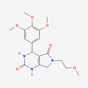 molecular formula C18H23N3O6 B2583406 6-(2-甲氧基乙基)-4-(3,4,5-三甲氧基苯基)-3,4,6,7-四氢-1H-吡咯并[3,4-d]嘧啶-2,5-二酮 CAS No. 874594-31-7