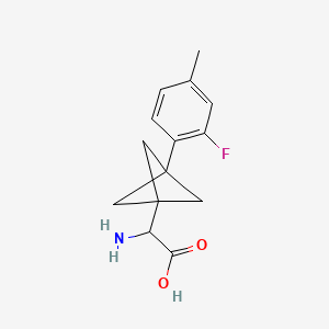 molecular formula C14H16FNO2 B2583422 2-Amino-2-[3-(2-fluoro-4-methylphenyl)-1-bicyclo[1.1.1]pentanyl]acetic acid CAS No. 2287259-42-9