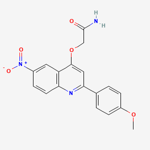 molecular formula C18H15N3O5 B2583424 2-{[2-(4-Methoxyphenyl)-6-nitroquinolin-4-yl]oxy}acetamide CAS No. 1113108-18-1
