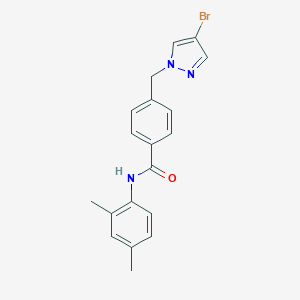 molecular formula C19H18BrN3O B258343 4-[(4-bromo-1H-pyrazol-1-yl)methyl]-N-(2,4-dimethylphenyl)benzamide 