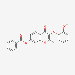 molecular formula C24H18O6 B2583439 3-(2-甲氧基苯氧基)-2-甲基-4-氧代-4H-色满-7-基苯甲酸酯 CAS No. 637750-46-0