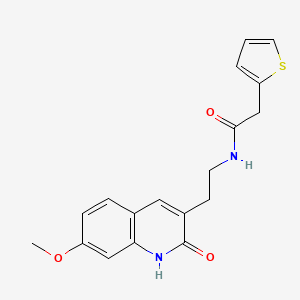 molecular formula C18H18N2O3S B2583445 N-(2-(7-methoxy-2-oxo-1,2-dihydroquinolin-3-yl)ethyl)-2-(thiophen-2-yl)acetamide CAS No. 851405-57-7