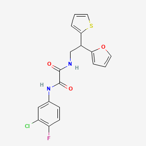 molecular formula C18H14ClFN2O3S B2583450 N'-(3-chloro-4-fluorophenyl)-N-[2-(furan-2-yl)-2-(thiophen-2-yl)ethyl]ethanediamide CAS No. 2097873-03-3