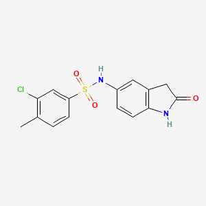 molecular formula C15H13ClN2O3S B2583459 3-chloro-4-methyl-N-(2-oxoindolin-5-yl)benzenesulfonamide CAS No. 921812-40-0