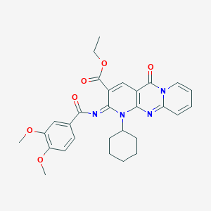 (Z)-ethyl 1-cyclohexyl-2-((3,4-dimethoxybenzoyl)imino)-5-oxo-2,5-dihydro-1H-dipyrido[1,2-a:2',3'-d]pyrimidine-3-carboxylate