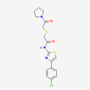 molecular formula C17H18ClN3O2S2 B2583466 N-(4-(4-chlorophenyl)thiazol-2-yl)-2-((2-oxo-2-(pyrrolidin-1-yl)ethyl)thio)acetamide CAS No. 681223-12-1