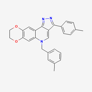 molecular formula C27H23N3O2 B2583472 5-(3-methylbenzyl)-3-(4-methylphenyl)-8,9-dihydro-5H-[1,4]dioxino[2,3-g]pyrazolo[4,3-c]quinoline CAS No. 866588-52-5
