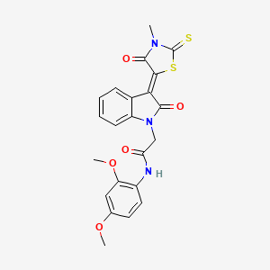 molecular formula C22H19N3O5S2 B2583476 N-(2,4-dimethoxyphenyl)-2-[(3Z)-3-(3-methyl-4-oxo-2-thioxo-1,3-thiazolidin-5-ylidene)-2-oxo-2,3-dihydro-1H-indol-1-yl]acetamide CAS No. 617694-84-5