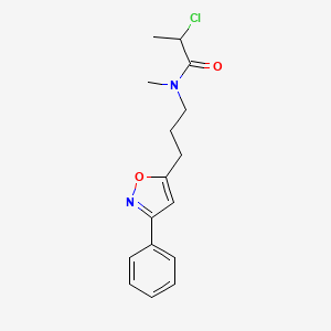 molecular formula C16H19ClN2O2 B2583489 2-Chloro-N-methyl-N-[3-(3-phenyl-1,2-oxazol-5-yl)propyl]propanamide CAS No. 2411246-66-5
