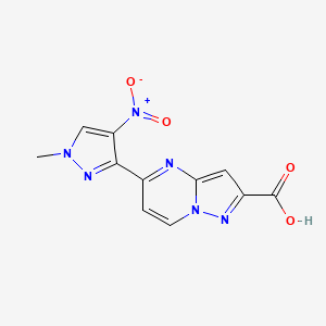 molecular formula C11H8N6O4 B2583500 5-(1-甲基-4-硝基-1H-吡唑-3-基)吡唑并[1,5-a]嘧啶-2-羧酸 CAS No. 1004727-48-3