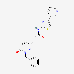 molecular formula C22H19N5O2S B2583502 3-(1-苄基-6-氧代-1,6-二氢吡哒嗪-3-基)-N-(4-(吡啶-3-基)噻唑-2-基)丙酰胺 CAS No. 2034302-38-8