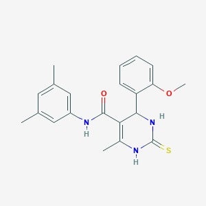 molecular formula C21H23N3O2S B2583506 N-(3,5-dimethylphenyl)-4-(2-methoxyphenyl)-6-methyl-2-sulfanylidene-3,4-dihydro-1H-pyrimidine-5-carboxamide CAS No. 537679-70-2