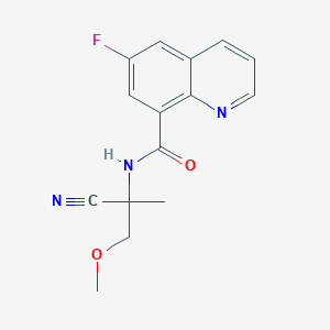molecular formula C15H14FN3O2 B2583510 N-(1-cyano-2-methoxy-1-methylethyl)-6-fluoroquinoline-8-carboxamide CAS No. 1465390-30-0