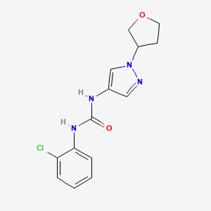molecular formula C14H15ClN4O2 B2583517 1-(2-chlorophenyl)-3-(1-(tetrahydrofuran-3-yl)-1H-pyrazol-4-yl)urea CAS No. 1797551-17-7