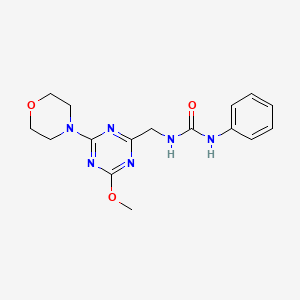 molecular formula C16H20N6O3 B2583520 1-((4-Methoxy-6-morpholino-1,3,5-triazin-2-yl)methyl)-3-phenylurea CAS No. 2034470-62-5