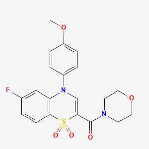molecular formula C20H19FN2O5S B2583526 (6-fluoro-4-(4-methoxyphenyl)-1,1-dioxido-4H-benzo[b][1,4]thiazin-2-yl)(morpholino)methanone CAS No. 1251593-77-7