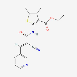molecular formula C18H17N3O3S B2583527 (E)-乙基 2-(2-氰基-3-(吡啶-3-基)丙烯酰胺)-4,5-二甲基噻吩-3-羧酸酯 CAS No. 868154-70-5