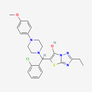 molecular formula C24H26ClN5O2S B2583528 5-((2-Chlorophenyl)(4-(4-methoxyphenyl)piperazin-1-yl)methyl)-2-ethylthiazolo[3,2-b][1,2,4]triazol-6-ol CAS No. 887220-10-2
